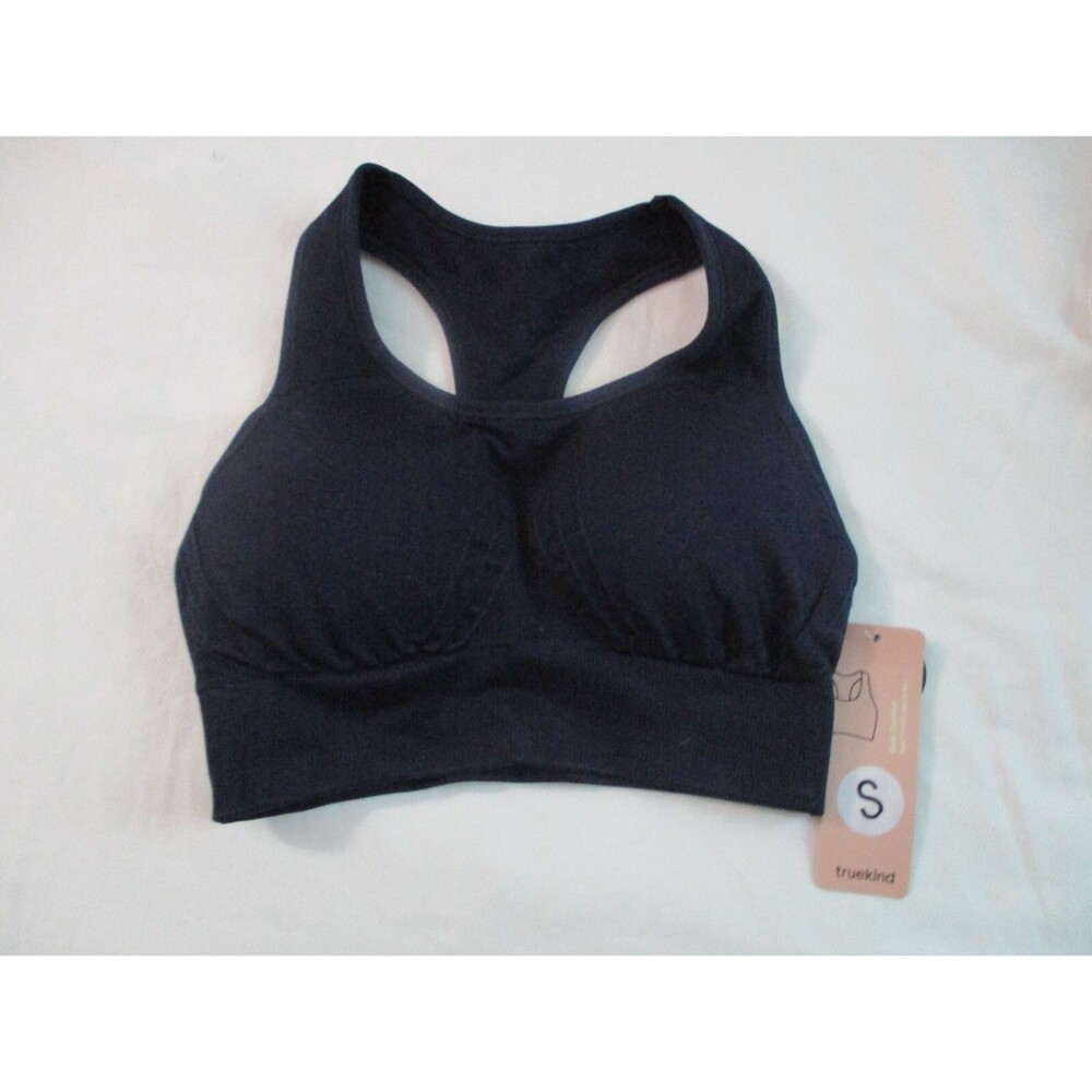 Truekind Womens Sz S Daily Comfort Reactive Sports Bra Racerback Navy Blue